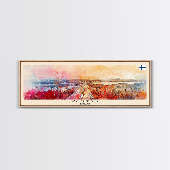 Vantaa Finland Travel Art, City Art, Framed Canvas Print or Metal Wall Art, Europe Travel Poster, Panoramic Wall Art, Extra Wide Wall Art