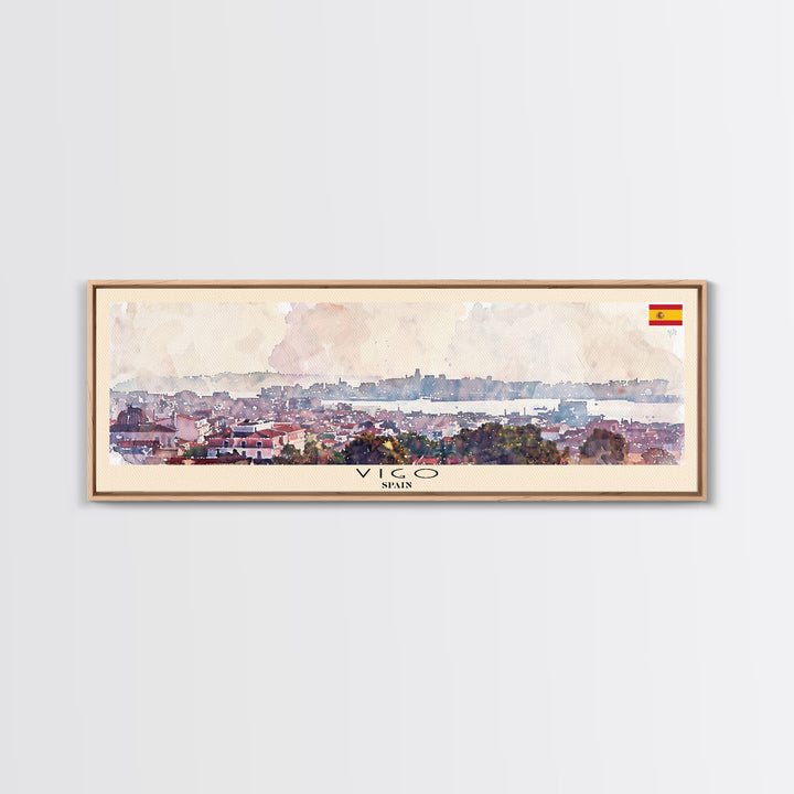 Vigo Spain Wall Art, Panoramic Travel Poster, Panoramic Framed Canvas Print, City Wall Art, Wall Hanging Home Decor, Travel Art