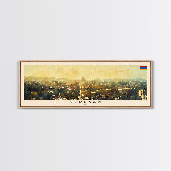 Yerevan Armenia Travel Art, City Art, Framed Canvas Print or Metal Wall Art, Europe Travel Poster, Panoramic Wall Art, Extra Wide Wall Art