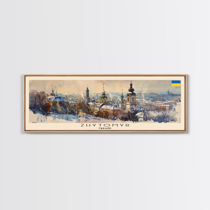 Zhytomyr Ukraine Travel Art, City Art, Framed Canvas Print or Metal Wall Art, Europe Travel Poster, Panoramic Wall Art, Extra Wide Wall Art