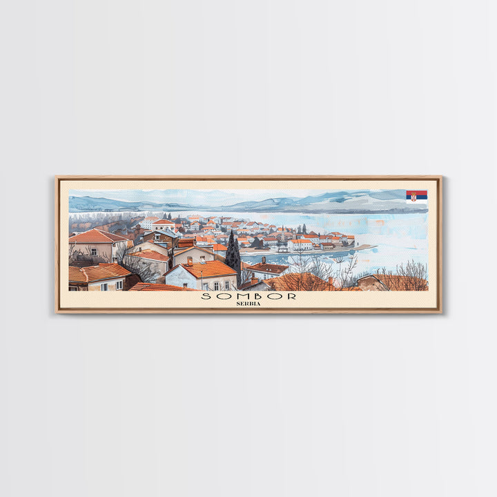 Sombor Serbia Travel Print Wall Art, Panoramic City Art, Travel Art, Wall Decor, Vacation Gift, Framed Canvas Print Or Metal Art