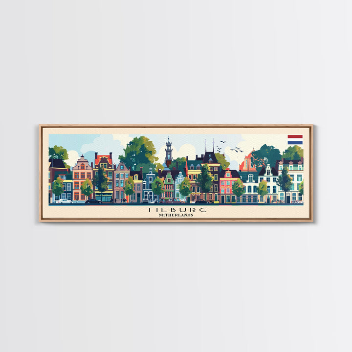 Tilburg Netherlands Wall Art, Panoramic Travel Poster, Panoramic Framed Canvas Print, City Wall Art, Wall Hanging Home Decor, Travel Art