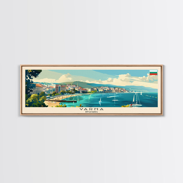 Varna Bulgaria Wall Art, Panoramic Travel Poster, Panoramic Framed Canvas Print, City Wall Art, Wall Hanging Home Decor, Travel Art