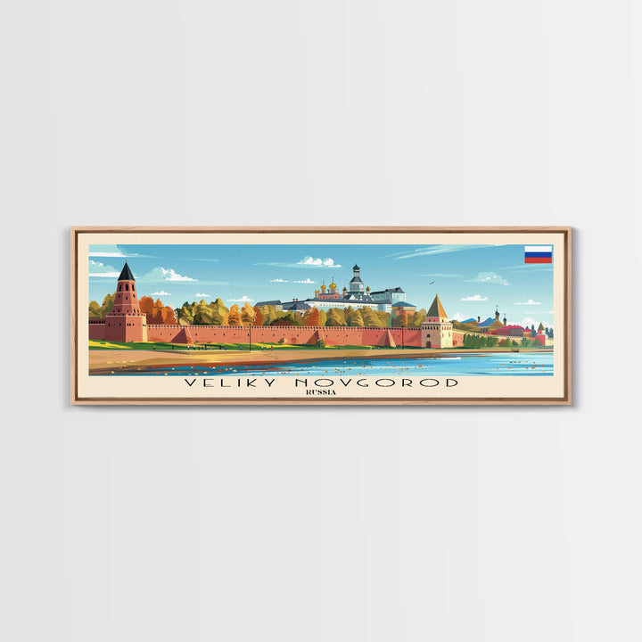 Veliky Novgorod Russia Wall Art, Panoramic Travel Poster, Panoramic Framed Canvas Print, City Wall Art, Wall Hanging Home Decor, Travel Art