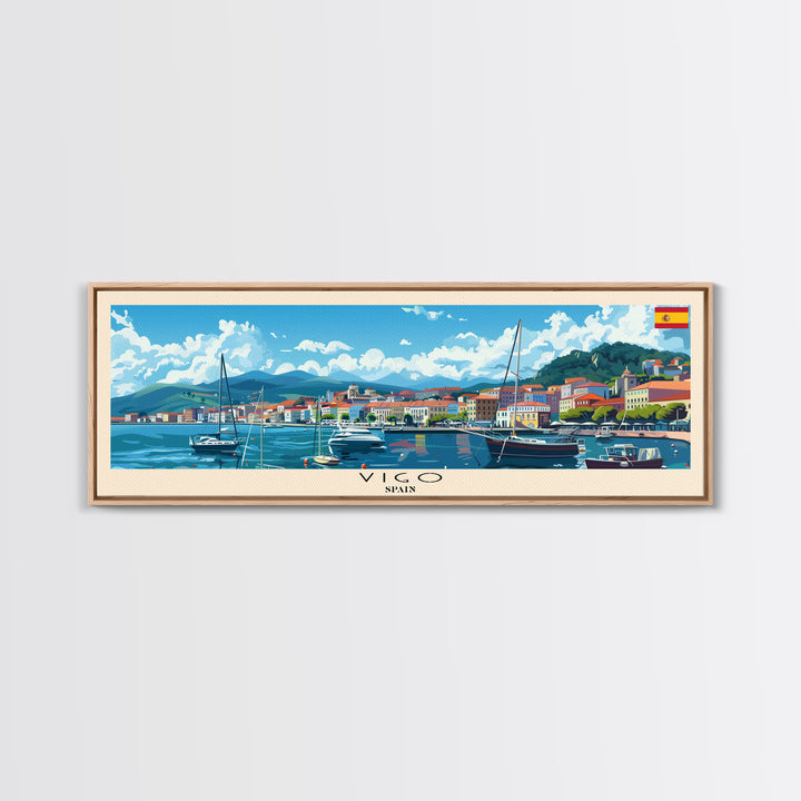 Vigo Spain Wall Art, Panoramic Travel Poster, Panoramic Framed Canvas Print, City Wall Art, Wall Hanging Home Decor, Travel Art