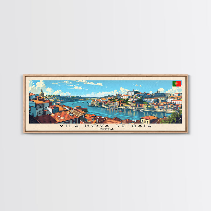 Vila Nova de Gaia Portugal Travel Print Wall Art, Panoramic City Art, Travel Art, Wall Decor, Vacation Gift, Framed Canvas Print Or Metal Art