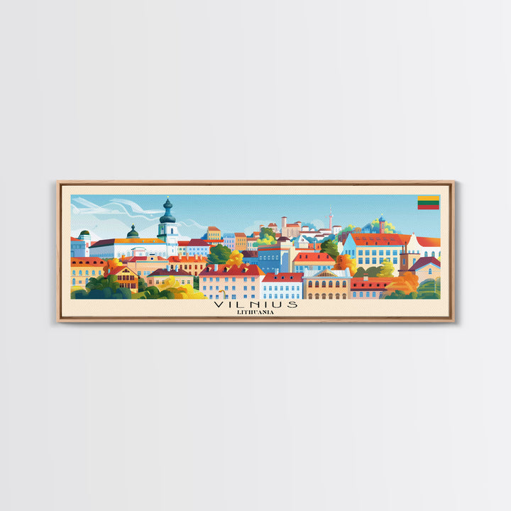 Vilnius Lithuania Wall Art, Panoramic Travel Poster, Panoramic Framed Canvas Print, City Wall Art, Wall Hanging Home Decor, Travel Art