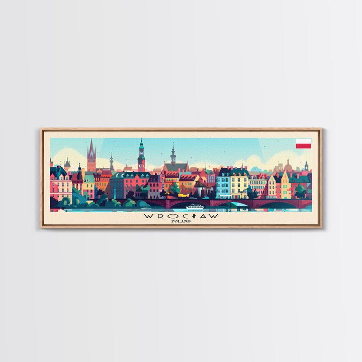 Wroclaw Poland Travel Print Wall Art, Panoramic City Art, Travel Art, Wall Decor, Vacation Gift, Framed Canvas Print Or Metal Art