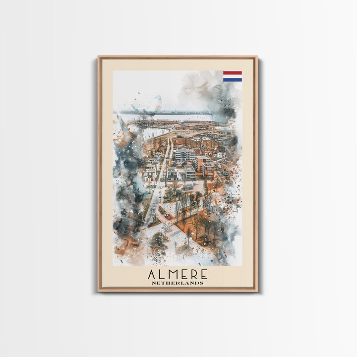 Almere Netherlands Modern City Travel Poster Art, Framed Canvas Print, Unique Wall Art for Living Room, Bedroom Decor, Home Decoration