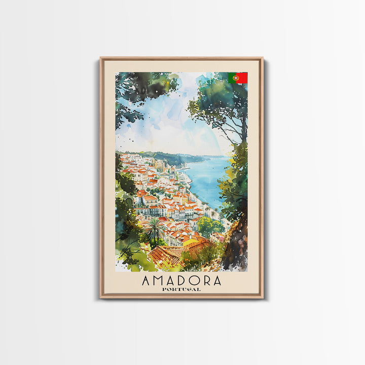 Amadora Portugal Scenic View Travel Poster Art, Framed Canvas Print, Stunning Wall Art for Living Room, Bedroom Decor, Home Decoration