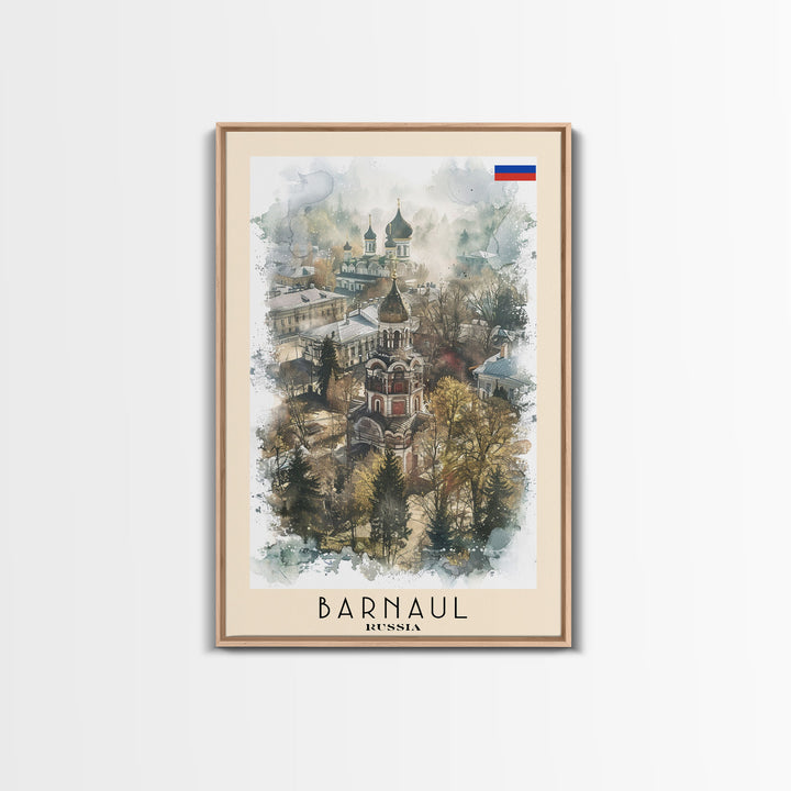 Barnaul Russia Travel Poster Framed Canvas Print, Wall Art, Home Decor, Abstract Painting, Living Room Art, Vacation Gift