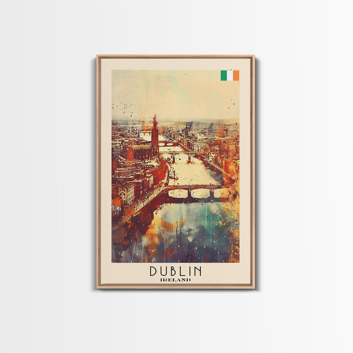 Vibrant Dublin, Ireland Framed Canvas Print. Perfect Wall Art for Living Room or Bedroom Decor, Captivating Travel Poster Art.