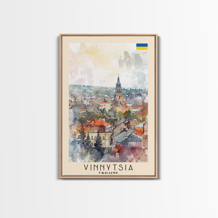 Vinnytsia Ukraine Travel Poster Framed Canvas Print, Watercolor Painting, Scenic Wall Art, Home Decor, Ukrainian Landscape, Classic Art