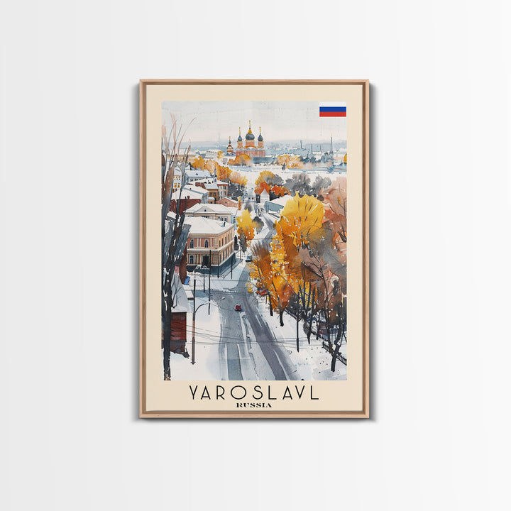 Yaroslavl Russia Travel Poster Framed Canvas Print, Watercolor Painting, Scenic Wall Art, Home Decor, Russian Landscape, Perfect Gift Idea