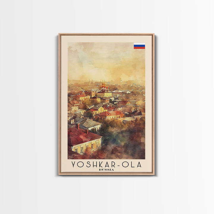 Yoshkar-Ola Russia Travel Poster Framed Canvas Print, Watercolor Painting, Urban Wall Art, Home Decor, Russian Cityscape, Gift for Her