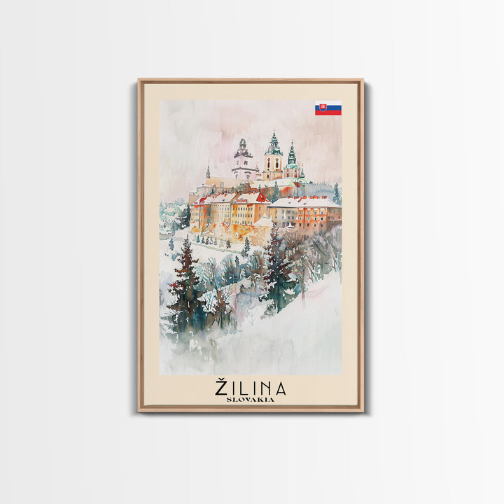 Žilina Slovakia Winter Wonderland Art Print, Charming Town Canvas Print for Home Decor, Travel Poster for Living Room Wall Art, Slovakian Scene