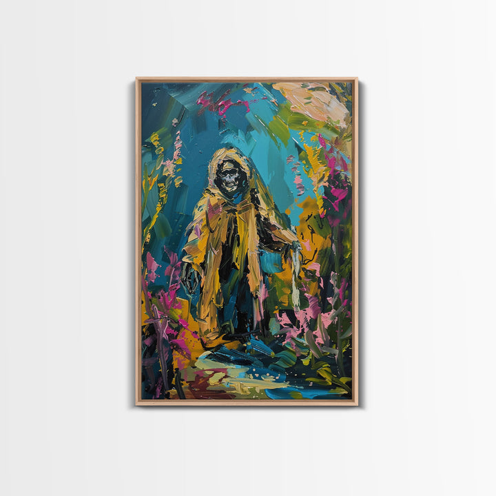 The Ghost Fisherman, Creepy Halloween Art, Framed Canvas Print