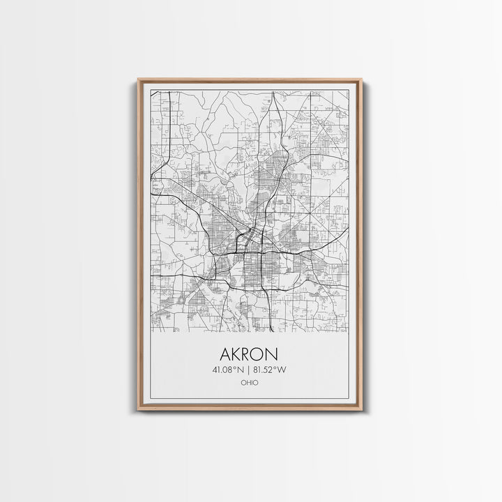 Akron Street Map, Akron Map, Map Wall Art, Office Wall Art, City Map Print, Minimalist, Modern Art, Wall Art, Canvas Print, Canvas Wall Art