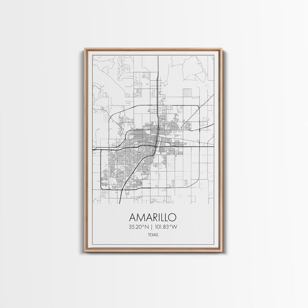 Amarillo Street Map, Texas Map, City Map Wall Decor, Travel Wall Art, Minimalist, Modern Art, Wall Art, Canvas Print, Canvas Wall Art