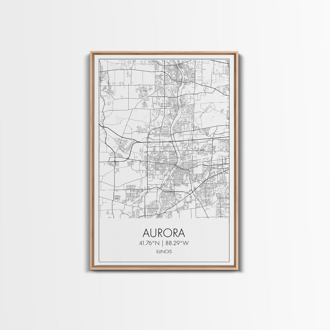 Aurora Street Map, Illinois Map, City Map Wall Art, Daughter Gift, Travel Map, Minimalist Art, Wall Art, Canvas Print, Canvas Wall Art