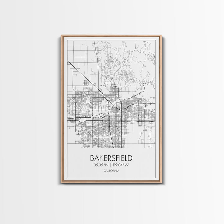 Bakersfield Street Map, California Map, City Wall Art, Home Wall Décor, Wife Gift, Minimalist Art, Wall Art, Canvas Print, Canvas Wall Art