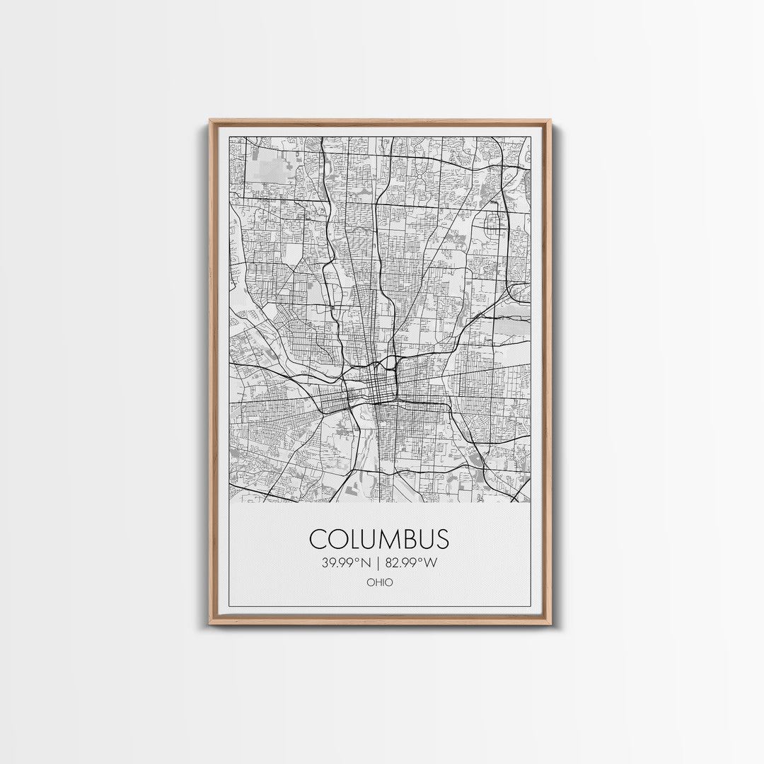 Columbus Street Map, Ohio Map, City Map Art, Minimalist Art, Wall Art, Canvas Print, Canvas Wall Art, Travel Decor, Office Wall Art