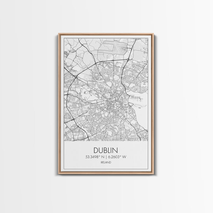 Dublin Street Map, Ireland Map, Europe City Map Art, Minimalist Art, Wall Art, Canvas Print, Pilot Gifts, Travel Wall Art, Above Bed Décor