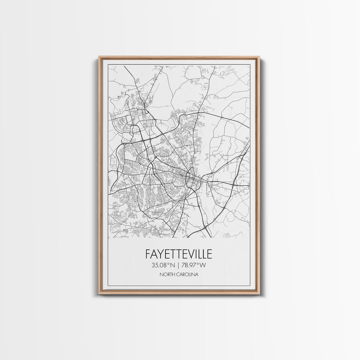 Fayetteville Street Map, North Carolina Map, City Map Art, Minimalist Art, Wall Art, Canvas Print, Travel Wall Print, Wanderlust Gift