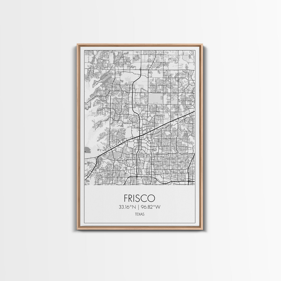 Frisco Street Map, Texas Map, City Map Art, Minimalist Art, Wall Art, Canvas Print, Black And White Art, Office Wall Art, Aviation Gift