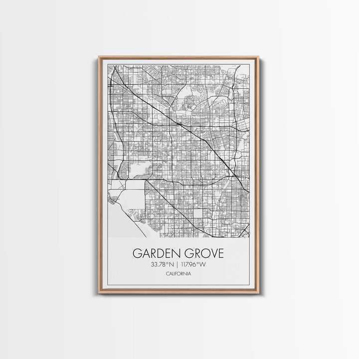 Garden Grove Street Map, California Map, City Map Art, Minimalist Art, Wall Art, Canvas Print, Black And White Map, Best Friend Gift