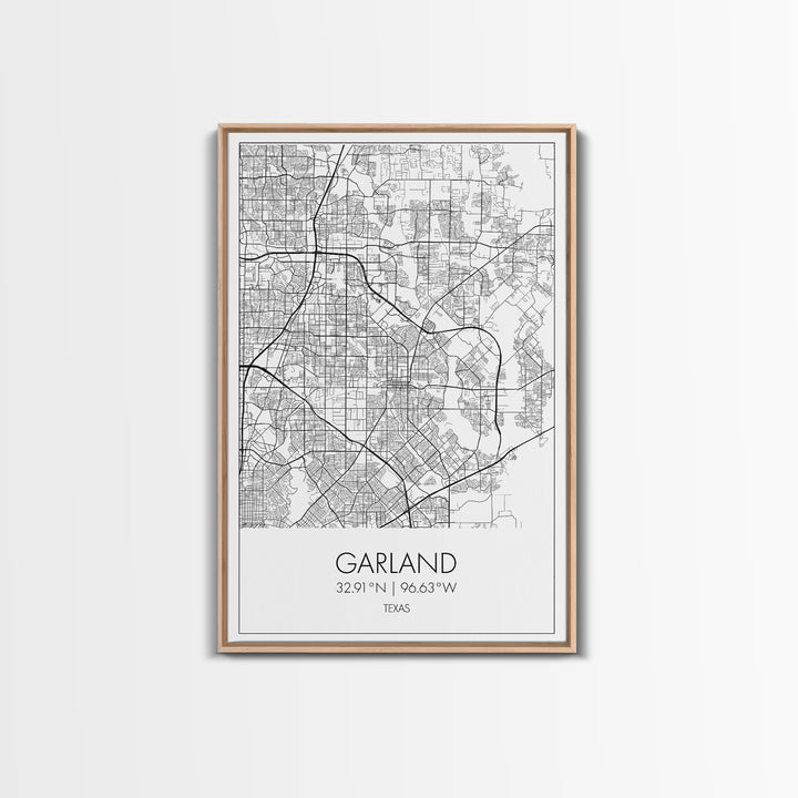 Garland Street Map, Texas Map, City Map Art, Minimalist Art, Wall Art, Canvas Print, Black And White Map, Travel Wall Art, Gift For Her