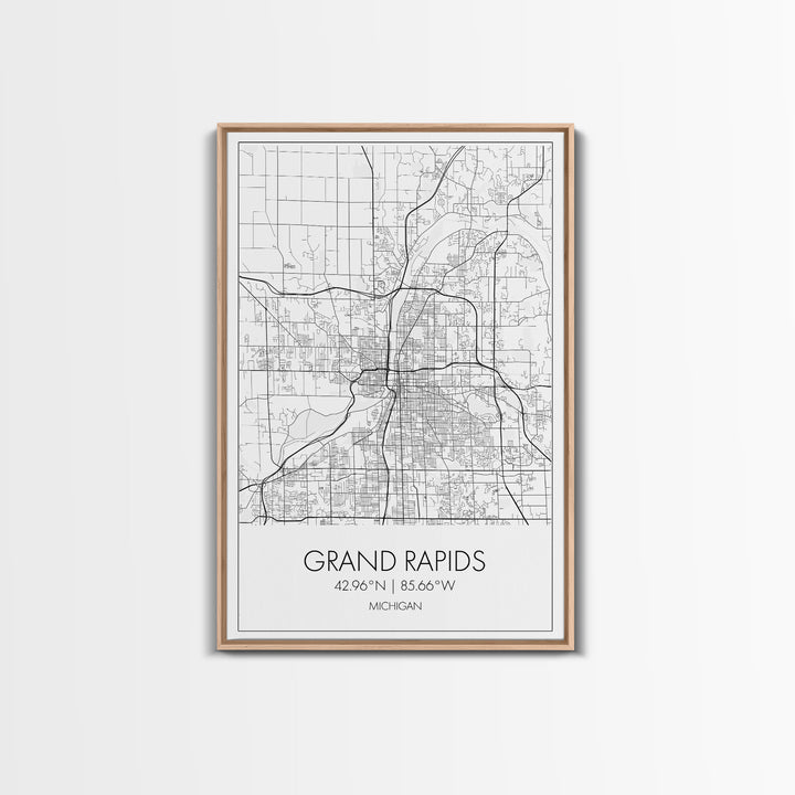 Grand Rapids Street Map, Michigan Map, City Map Art, Minimalist Art, Wall Art, Canvas Print, Black And White, Travel Art, Office Wall Art