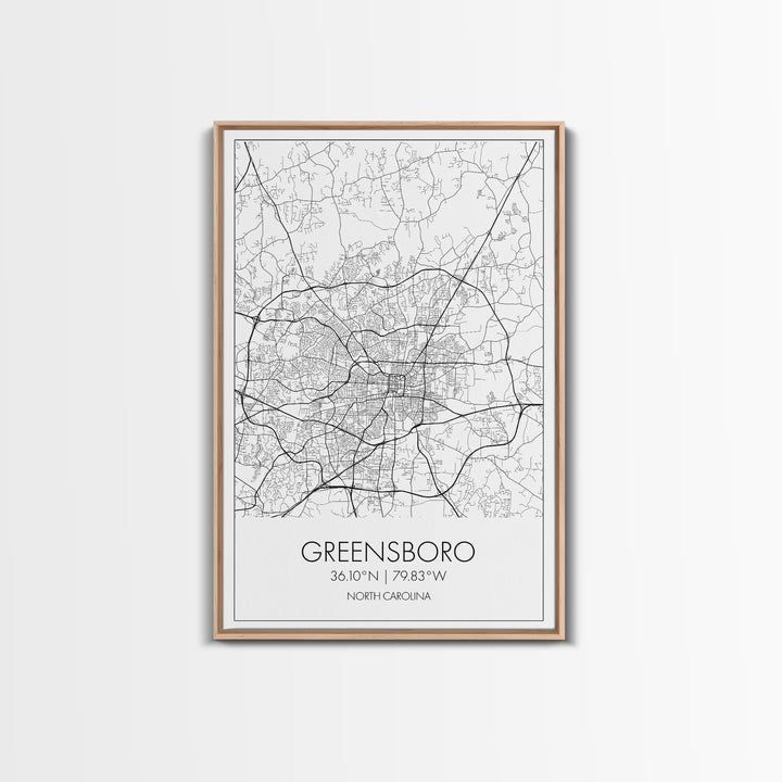 Greensboro Street Map, North Carolina Map, City Map Art, Minimalist Art, Wall Art, Canvas Print, Black And White, Unique Art, Traveler Gift