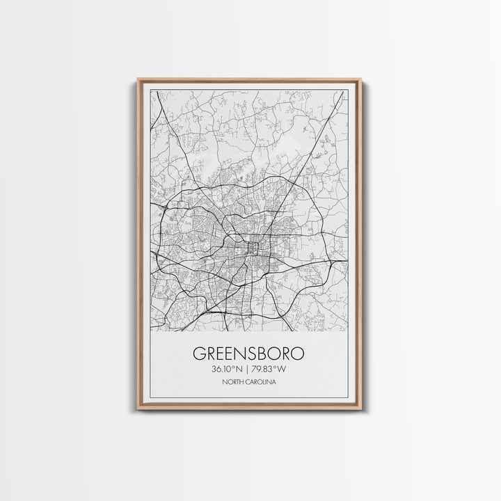 Greensboro Street Map, North Carolina Map, City Map Art, Minimalist Art, Wall Art, Canvas Print, Travel Wall Art, Gift For Travelers