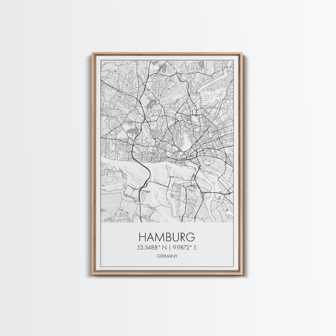 Hamburg Street Map, Germany Map, City Map Art, Minimalist Art, Wall Art, Canvas Print, Travel Wall Print, Gift For Traveler, Unique Art