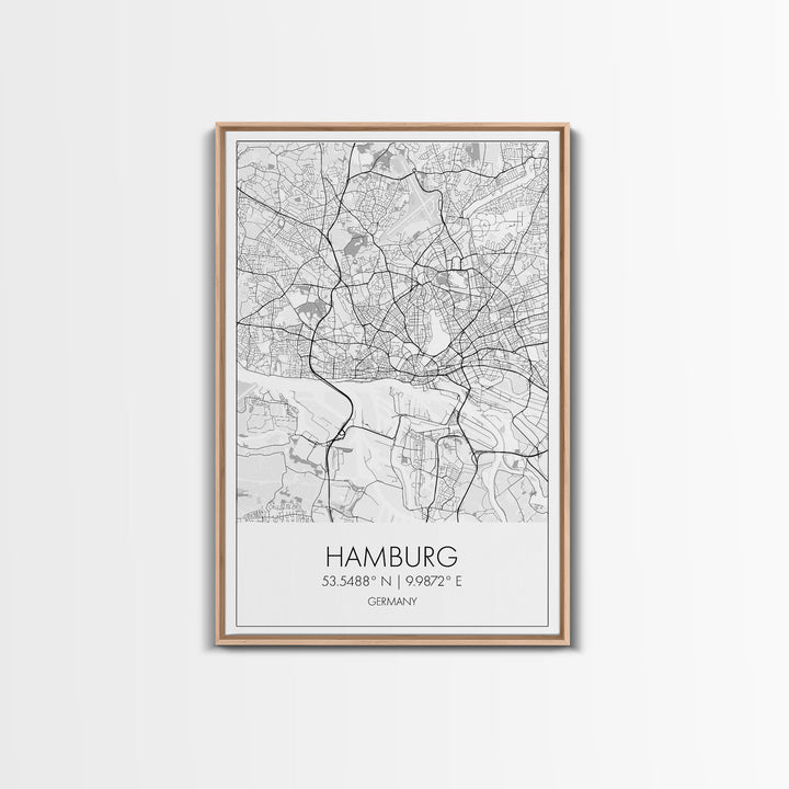 Hamburg Street Map, Germany Map, City Map Art, Minimalist Art, Wall Art, Canvas Print, Travel Wall Print, Gift For Traveler, Unique Art