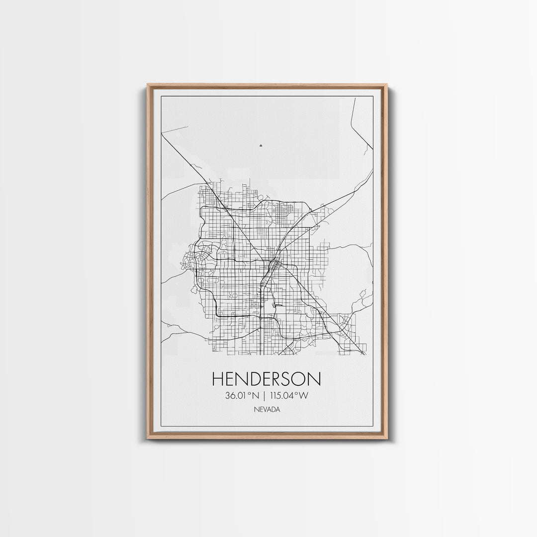 Henderson Street Map, Nevada Map, City Map Art, Minimalist Wall Art, Wall Art, Canvas Print, Gifts For Her, Travel Art, Man Cave Art,