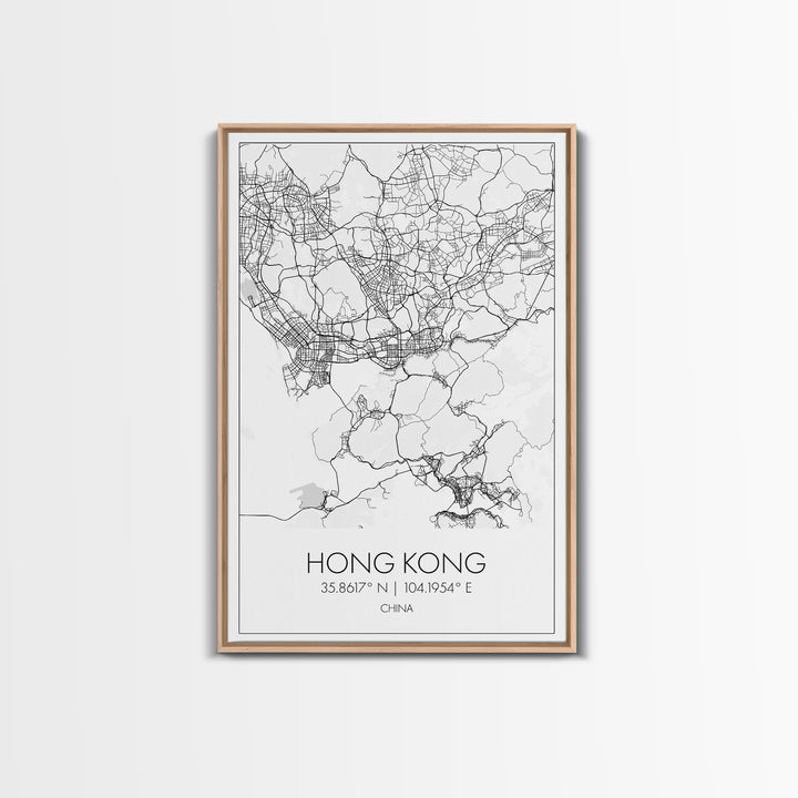 Hong Kong Street Map, China Map, Asia City Map Art, Minimalist Art, Wall Art, Canvas Print, Wanderlust Gift, Home Office Art, Travel Art