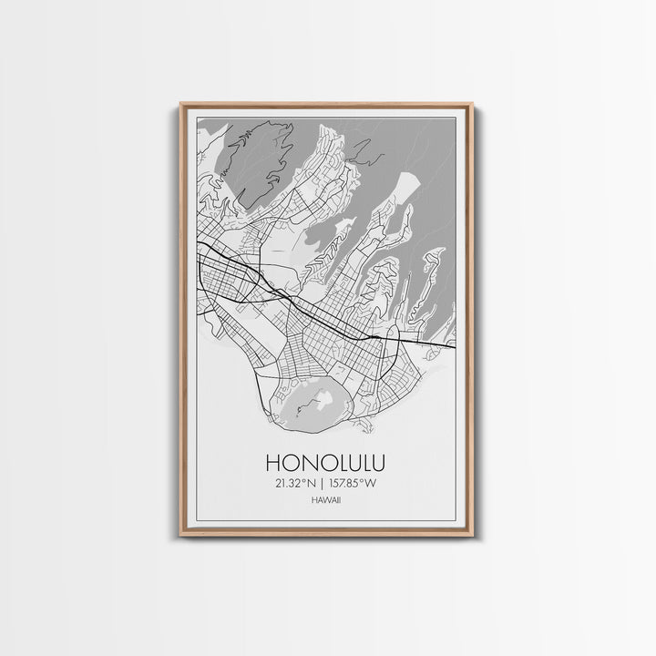 Honolulu Street Map, Hawaii Map, ity Map Art, Minimalist Art, Wall Art, Canvas Print, Living Room Art, Travel Wall Art, Anniversary Gift