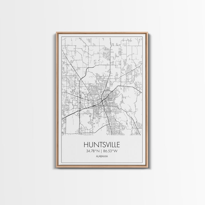 Huntsville Street Map, Alabama Map, City Map Art, Minimalist Art, Wall Art, Canvas Print, Travel Art, Gift For Dad, Unique Wall Art