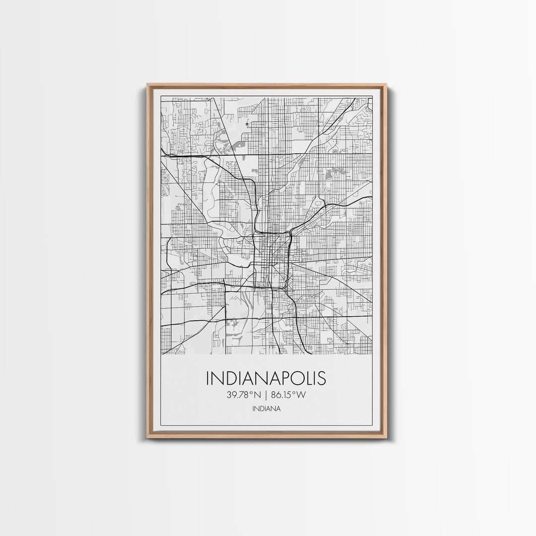 Indianapolis Street Map, Indiana Map, City Map Art, Minimalist Art, Wall Art, Canvas Print, Travel Wall Art, Gifts For Him, Living Room Art