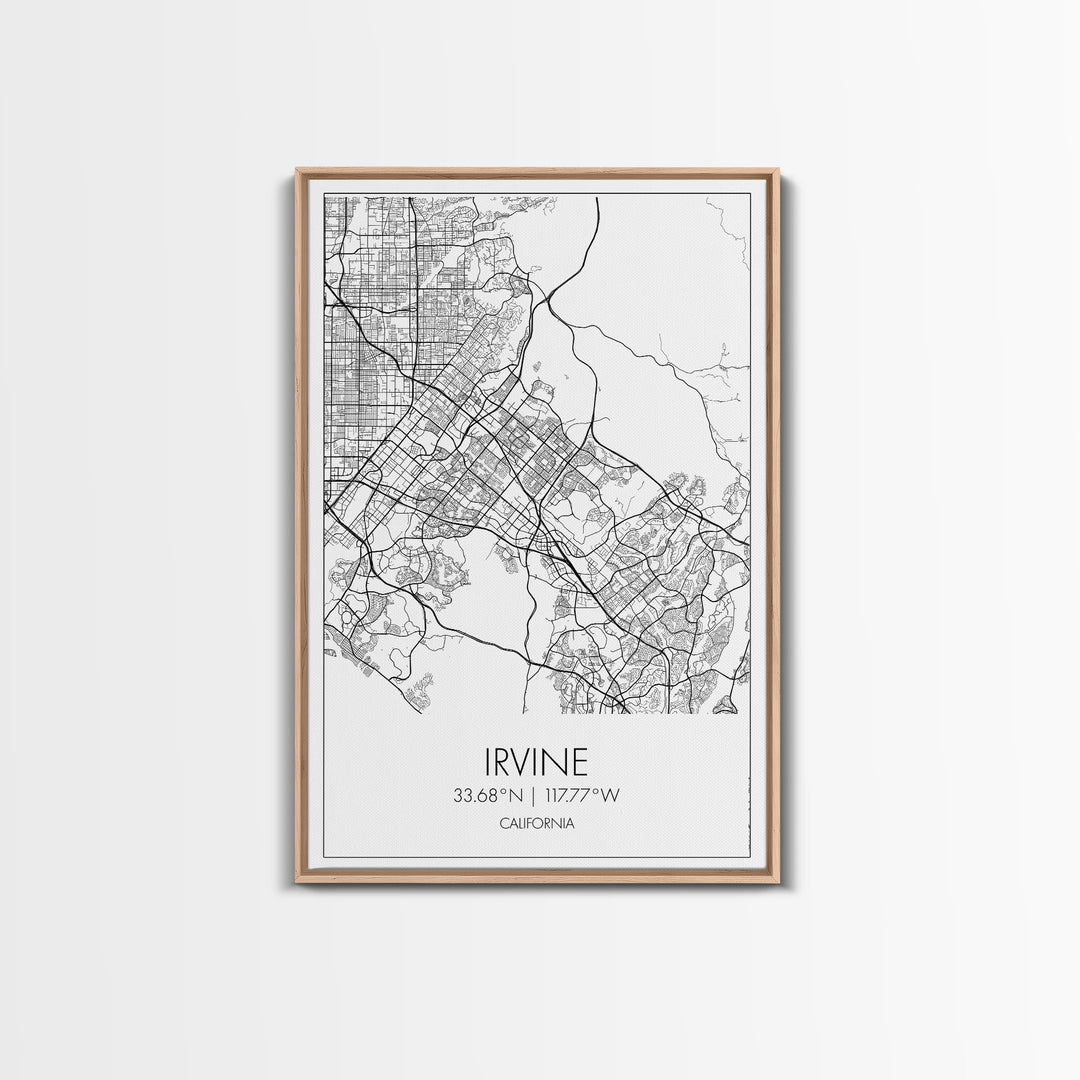 Irvine Street Map, California Map, City Map Art, Minimalist Art, Wall Art, Canvas Print, Travel Wall Print, Gift For Her, Home Office Art