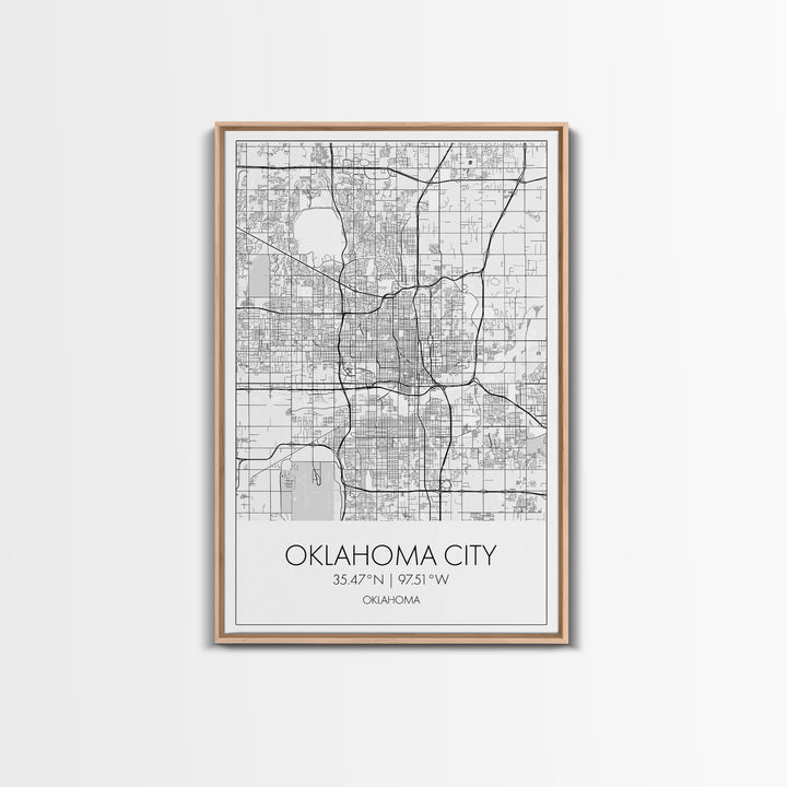 Oklahoma City Street Map, Oklahoma Map, City Map Art, Modern Art, Wall Art, Canvas Print, Bedroom Prints, Anniversary Gift, Travel Wall Art