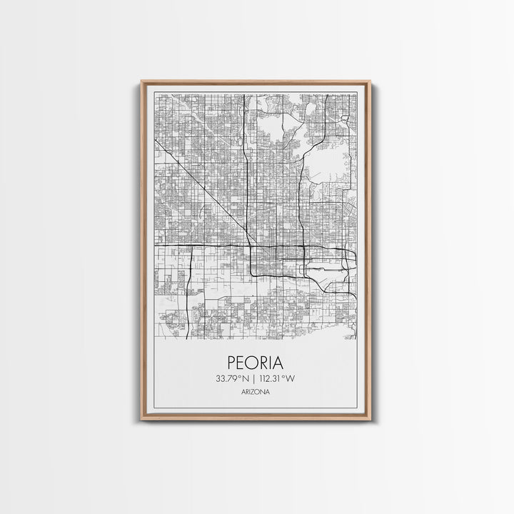 Peoria Street Map, Arizona Map, City Map Art, Minimalist Art, Wall Art, Canvas Print, Living Room Wall Art, Travel Gifts For Men, Travel Art