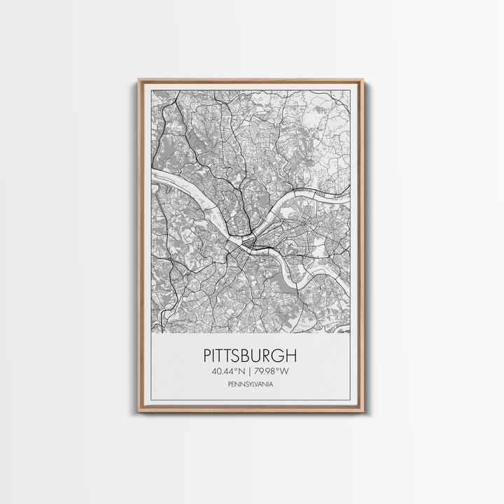 Pittsburgh Street Map, Pennsylvania Map, City Map Art, Minimalist Art, Wall Art, Canvas Print, Boys Room Wall Art, Aviation Gift, Travel Art