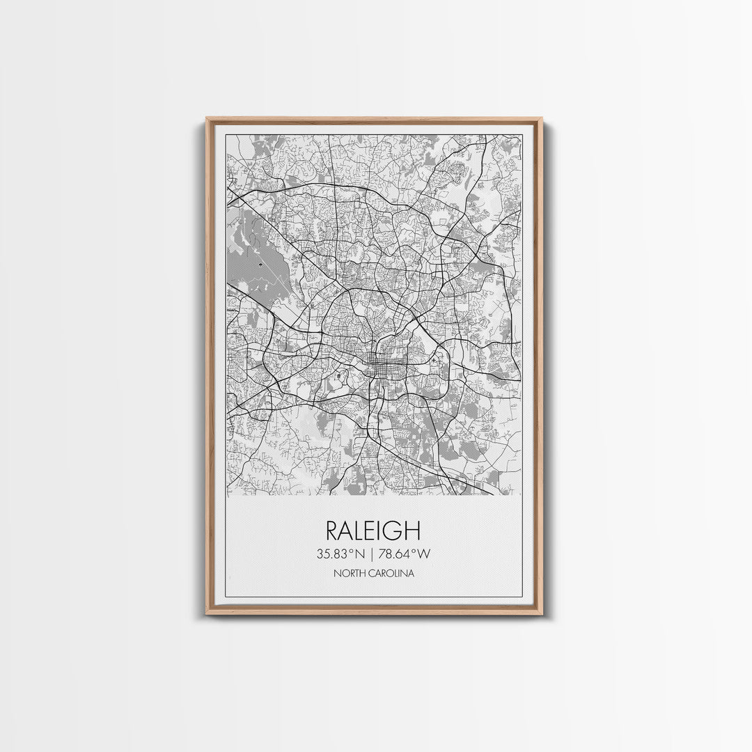 Raleigh Street Map, North Carolina Map, City Map Art, Minimalist Art, Wall Art, Canvas Print, Travel Lover Gift, Bedroom Wall Art