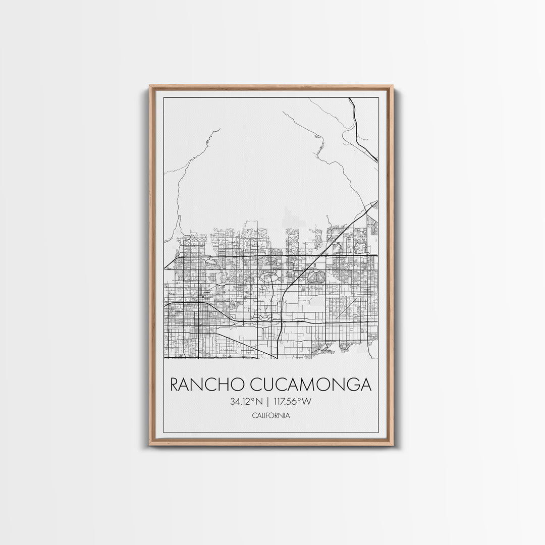 Rancho Cucamonga Street Map, California Map, City Map Art, Minimalist Art, Wall Art, Canvas Print, Office Wall Art, Bon Voyage Gift