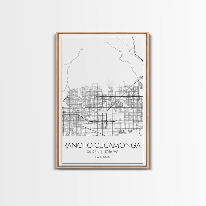 Rancho Cucamonga Street Map, California Map, City Map Art, Minimalist Art, Wall Art, Canvas Print, Office Wall Art, Bon Voyage Gift