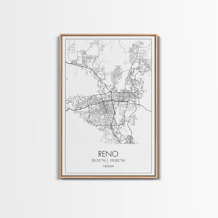 Reno Street Map, Nevada Map, City Map Art, Minimalist Art, Wall Art, Canvas Print, Girls Room Décor, Traveler Gift, Travel Art Print