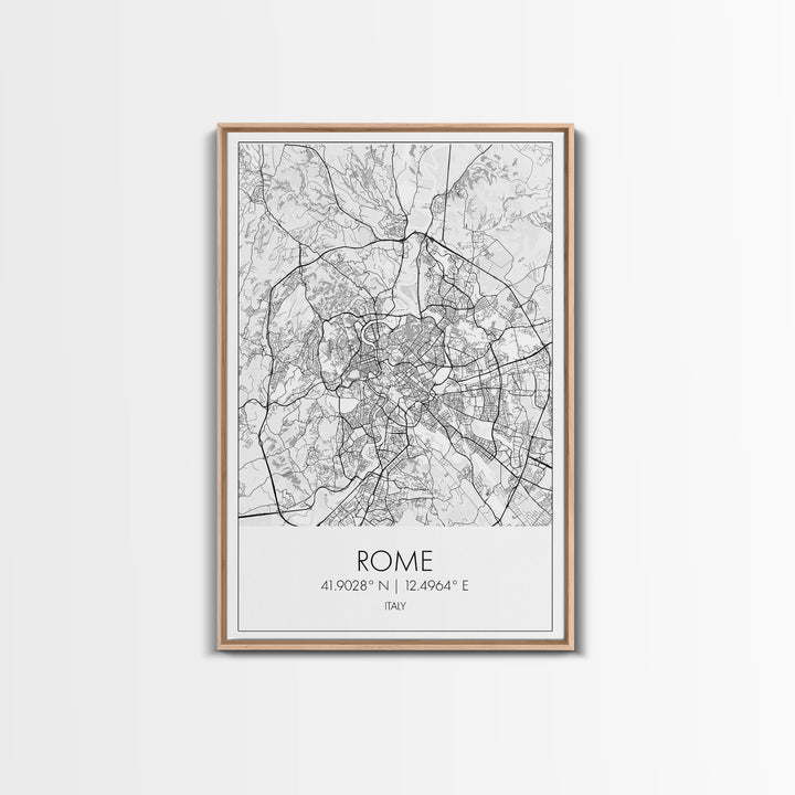 Rome Street Map, Italy Map, Europe City Map Art, Minimalist Art, Wall Art, Canvas Print, Girl Room Décor, Housewarming Gift, Travel Wall Art